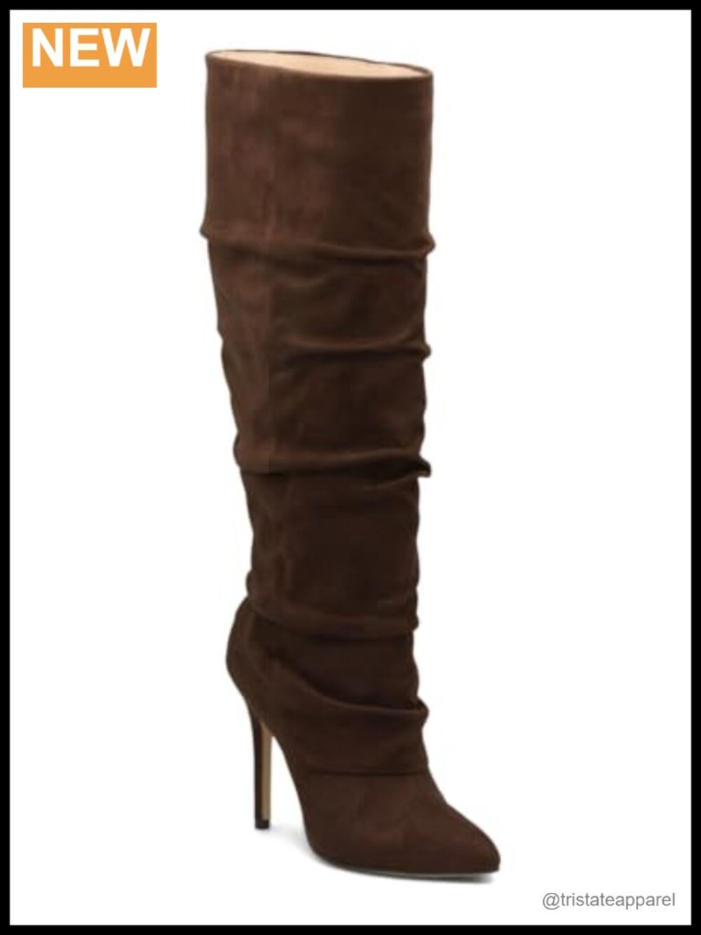 Faux Leather Mid-Calf Stiletto Heel Boots Pointed Toe Pull-On